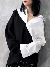 Casual Black And White Contrast Shirt